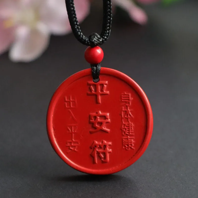 Red Cinnabar Sand Protective Talisman Pendant with Sterling Silver Craftsmanship