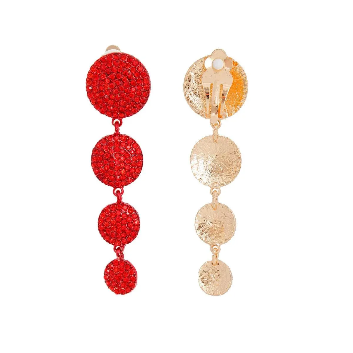 Red Disc Drop Earrings: Elongate Your Look Effortlessly