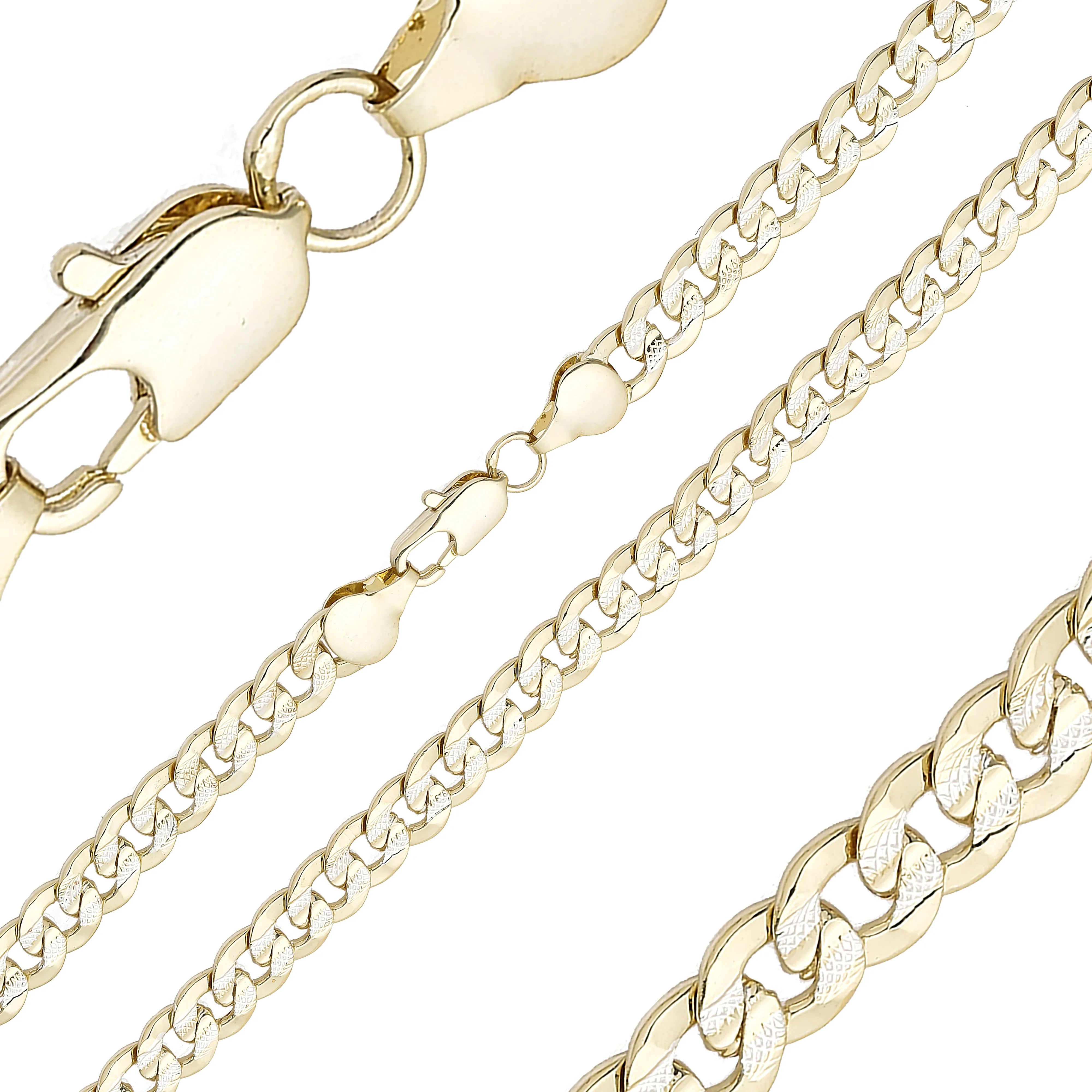 Ripple hammered cuban link 14K Gold two tone chains