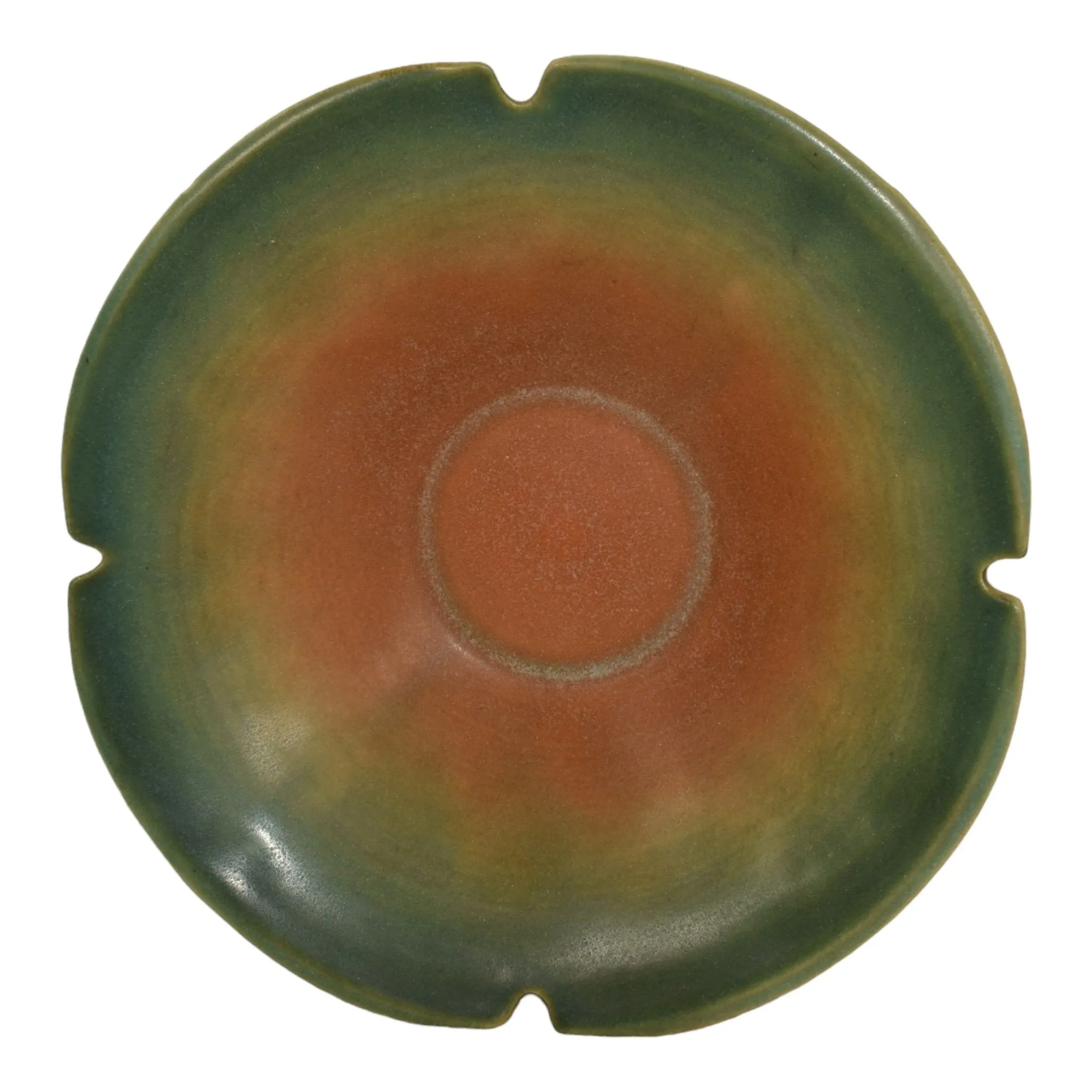 Roseville White Rose Brown Green 1940 Vintage Art Pottery Ceramic Bowl 390-8