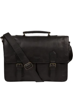 'Scolari' Black Leather Briefcase
