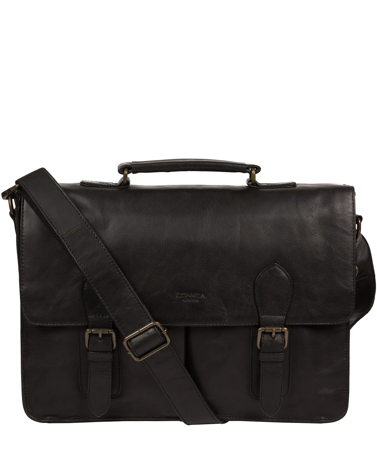 'Scolari' Black Leather Briefcase
