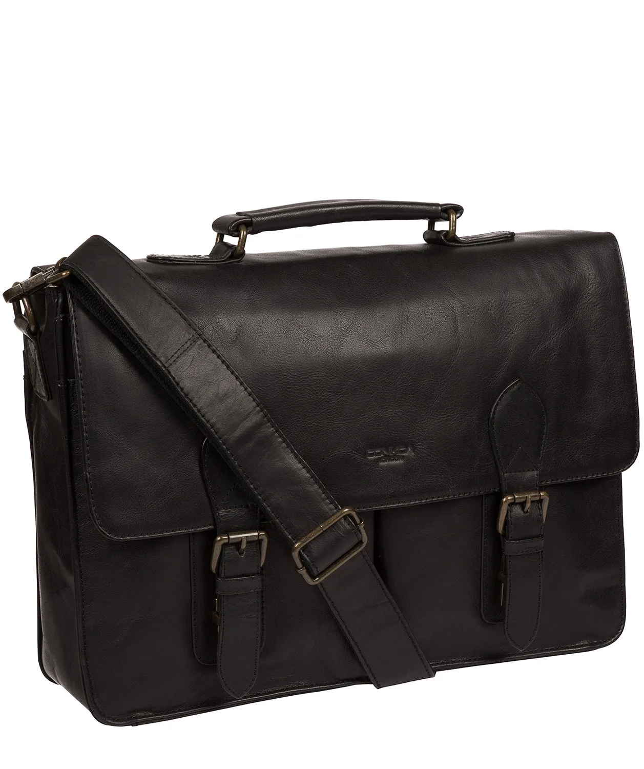 'Scolari' Black Leather Briefcase