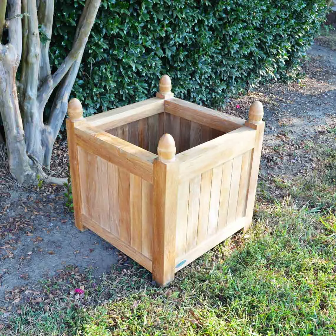 Scratch and Dent - Teak Square Planter | 25-in - FINAL SALE