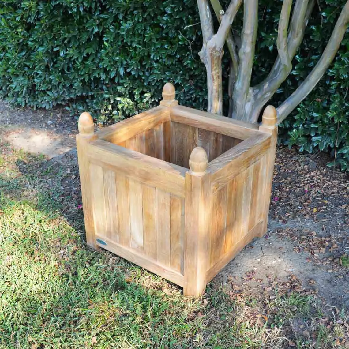 Scratch and Dent - Teak Square Planter | 25-in - FINAL SALE