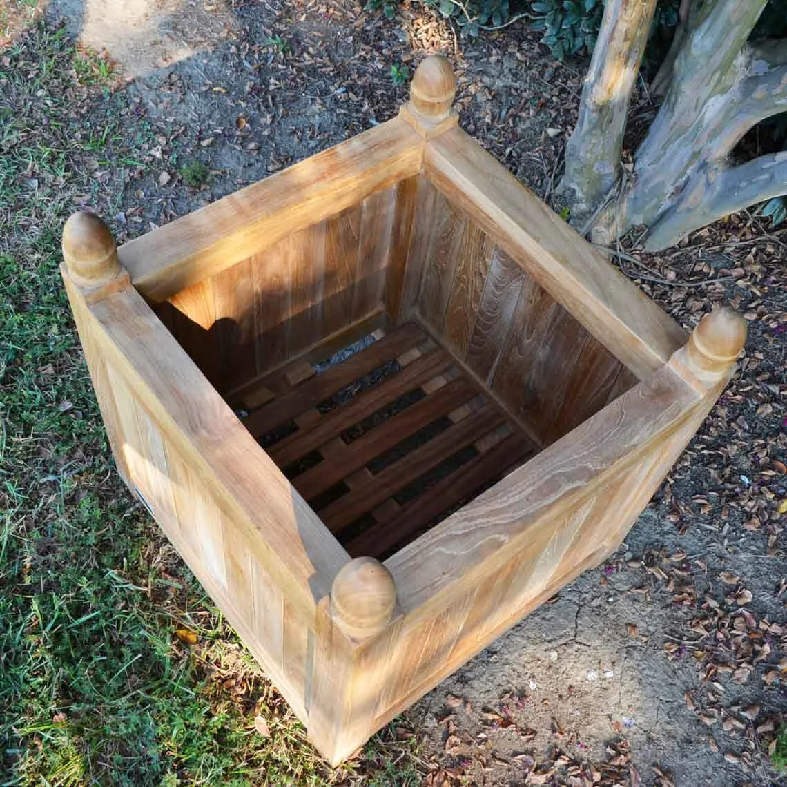 Scratch and Dent - Teak Square Planter | 25-in - FINAL SALE