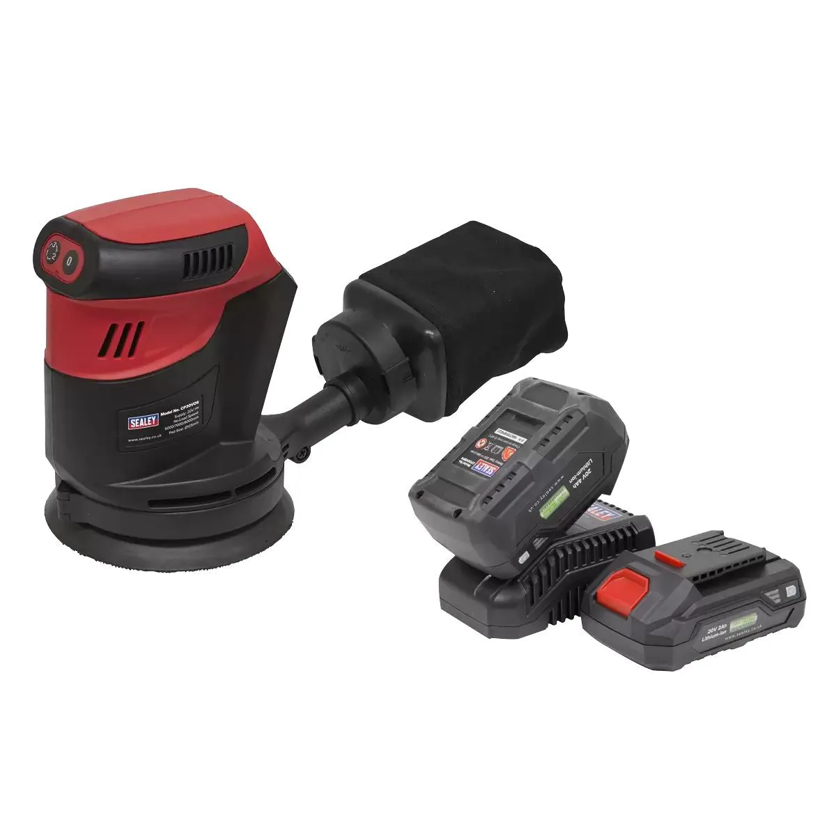 Sealey CP20VOSKIT 20V Orbital Palm 125mm Sander Kit with 2 Batteries & Charger