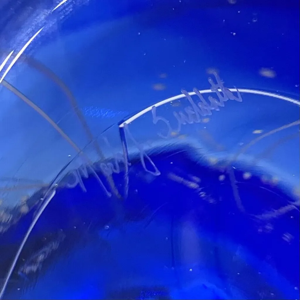 Signed Mark J. Sudduth Line Series Art Glass Bowl /hg