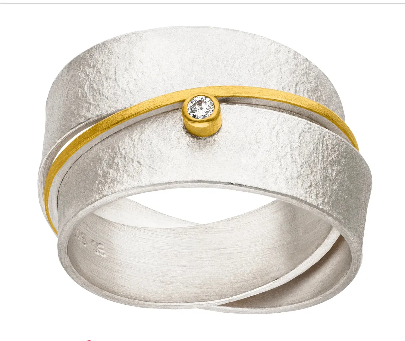 Silver And Gold Diamond Chunky Ring