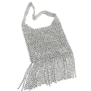 Silver Beaded Statement Evening Bag