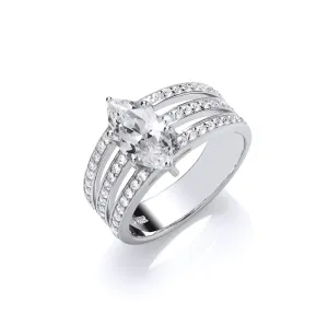Silver House de Marquise Ring with Cubic Zirconia