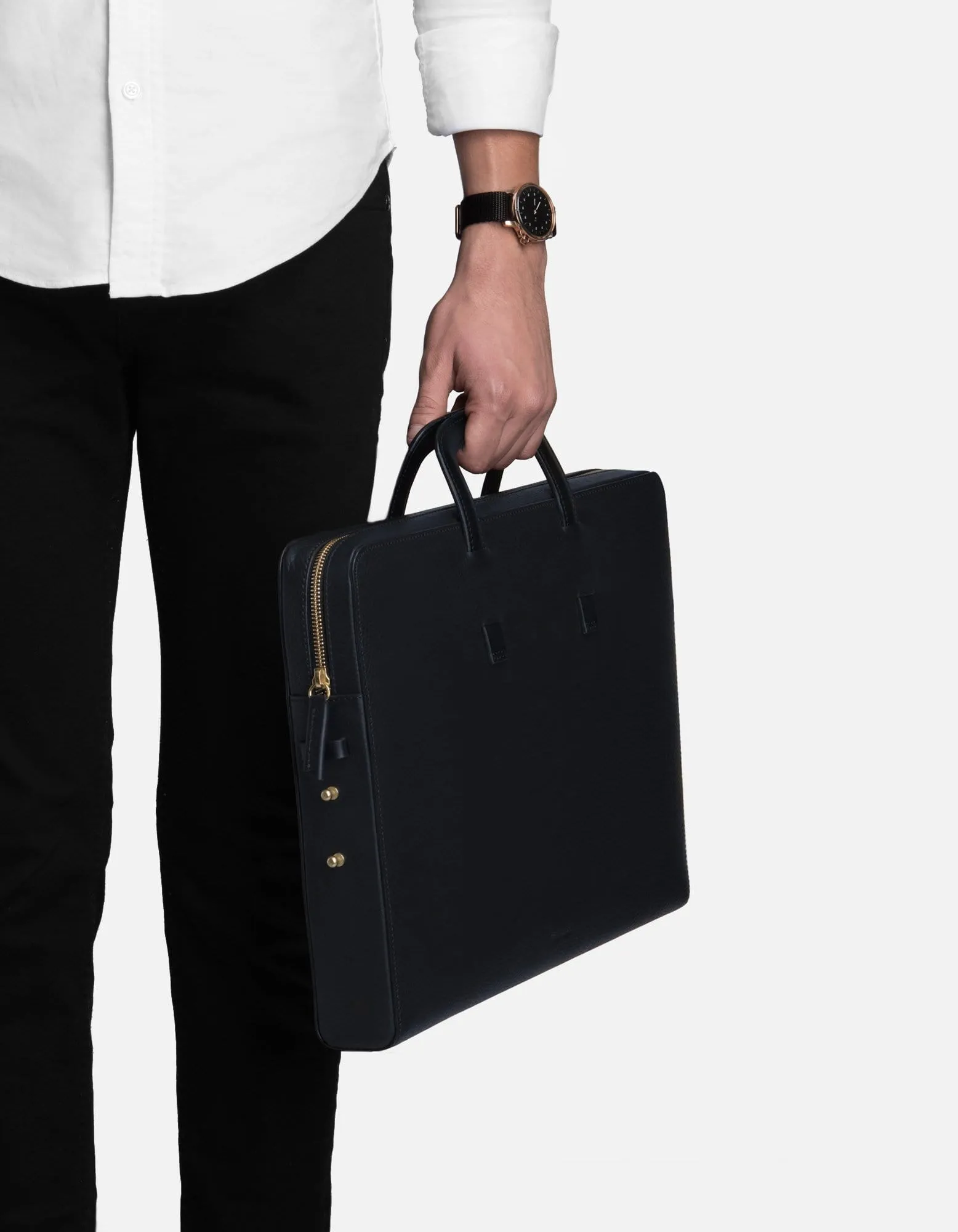 Slim Briefcase, Textured Navy Blue