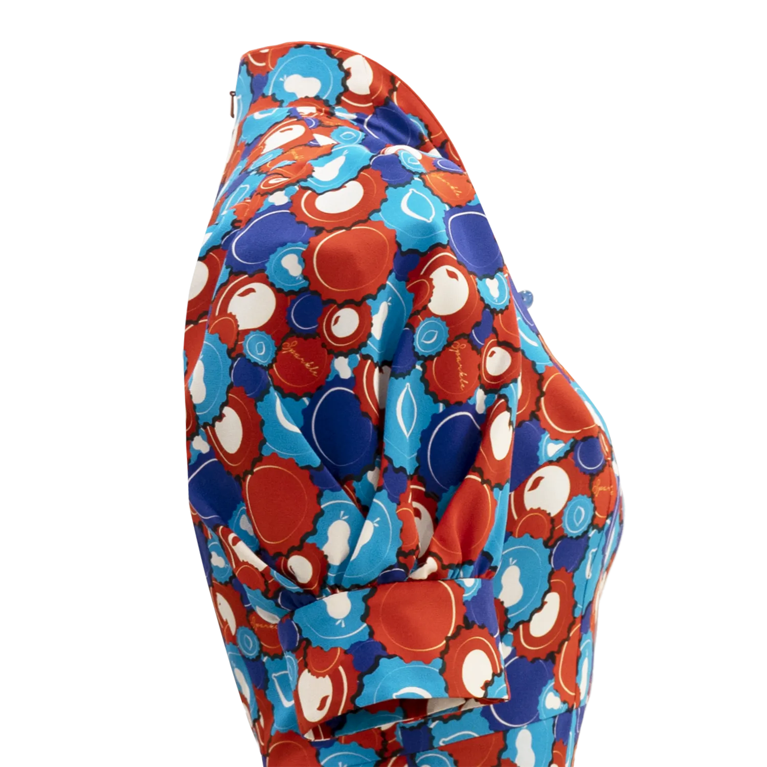 【SODA CAP】100% Silk Cheongsam (Puff Sleeve)  (香港士多) (汽水情緣) (紅白藍)