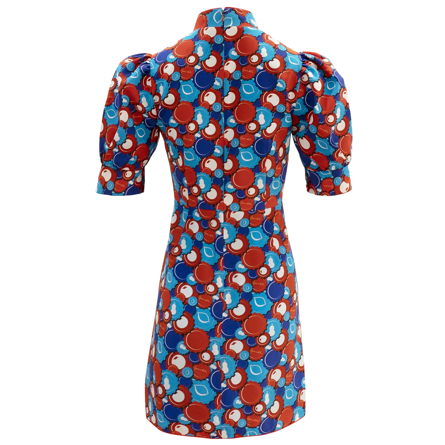 【SODA CAP】100% Silk Cheongsam (Puff Sleeve)  (香港士多) (汽水情緣) (紅白藍)