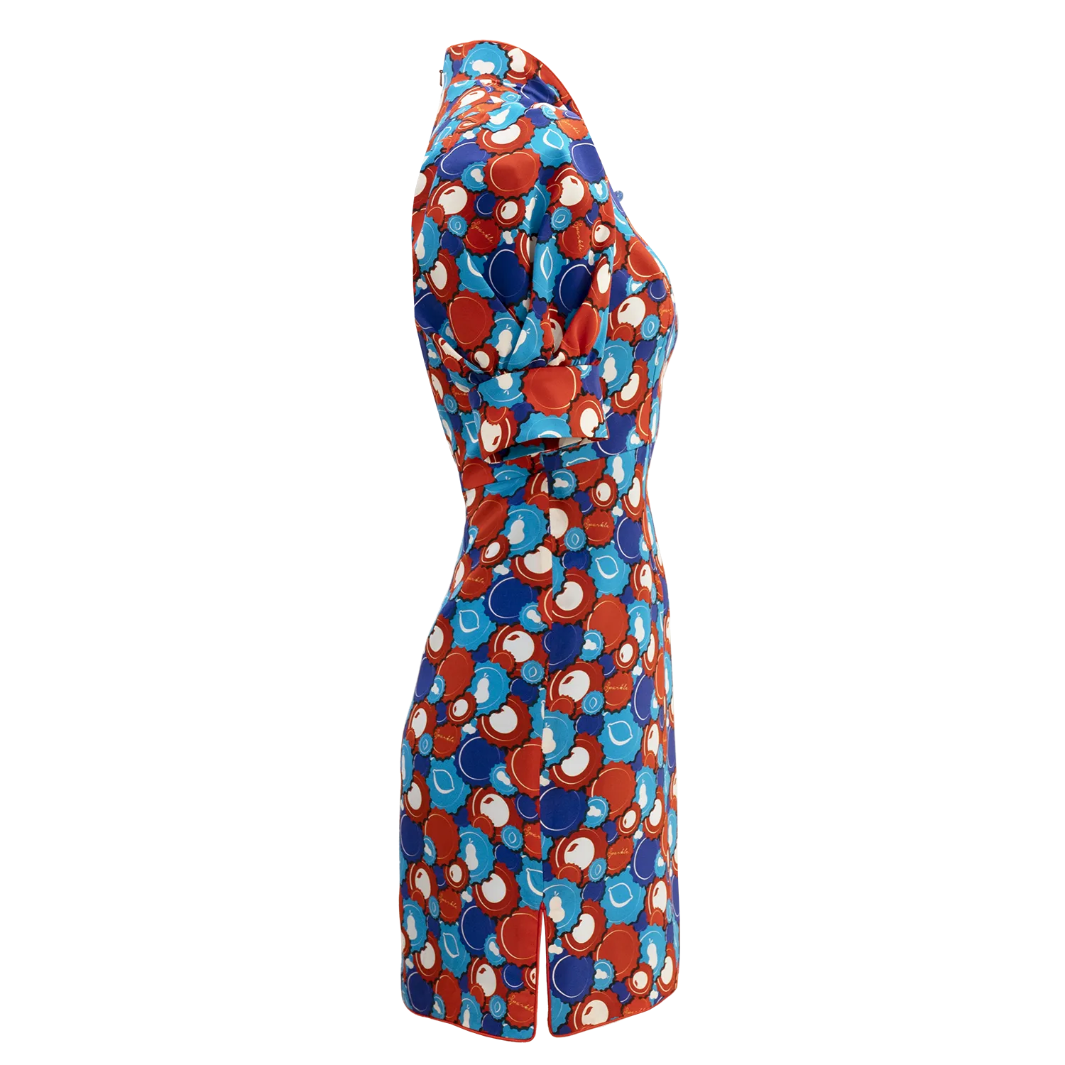 【SODA CAP】100% Silk Cheongsam (Puff Sleeve)  (香港士多) (汽水情緣) (紅白藍)