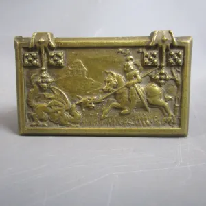St George and the Dragon Table Match Safe Vesta Case Antique Victorian c1900
