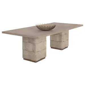 Sunpan Contemporary Hoyos Dining Table - 100" - Rectangle - Light Brown - Wood