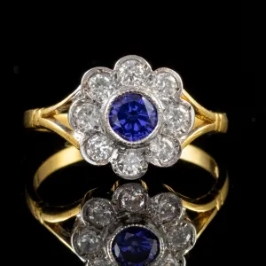 Tanzanite Paste Cluster Ring 18Ct Gold Silver