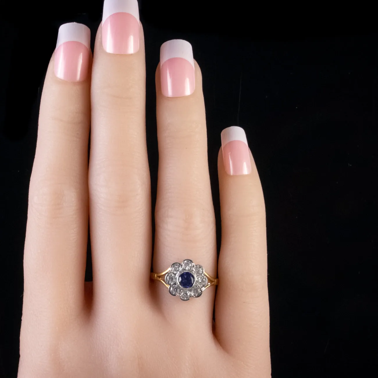 Tanzanite Paste Cluster Ring 18Ct Gold Silver