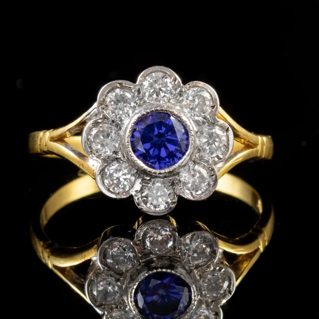 Tanzanite Paste Cluster Ring 18Ct Gold Silver