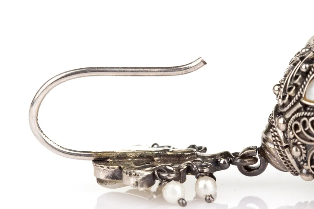 The Mallika Silver Red Jhumka (Oxidised/Hook)