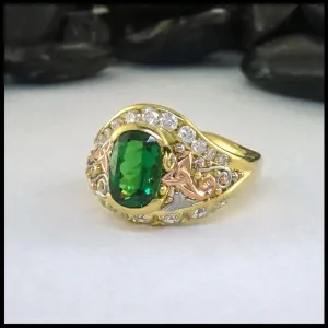 Tsavorite and Diamond Custom Ring