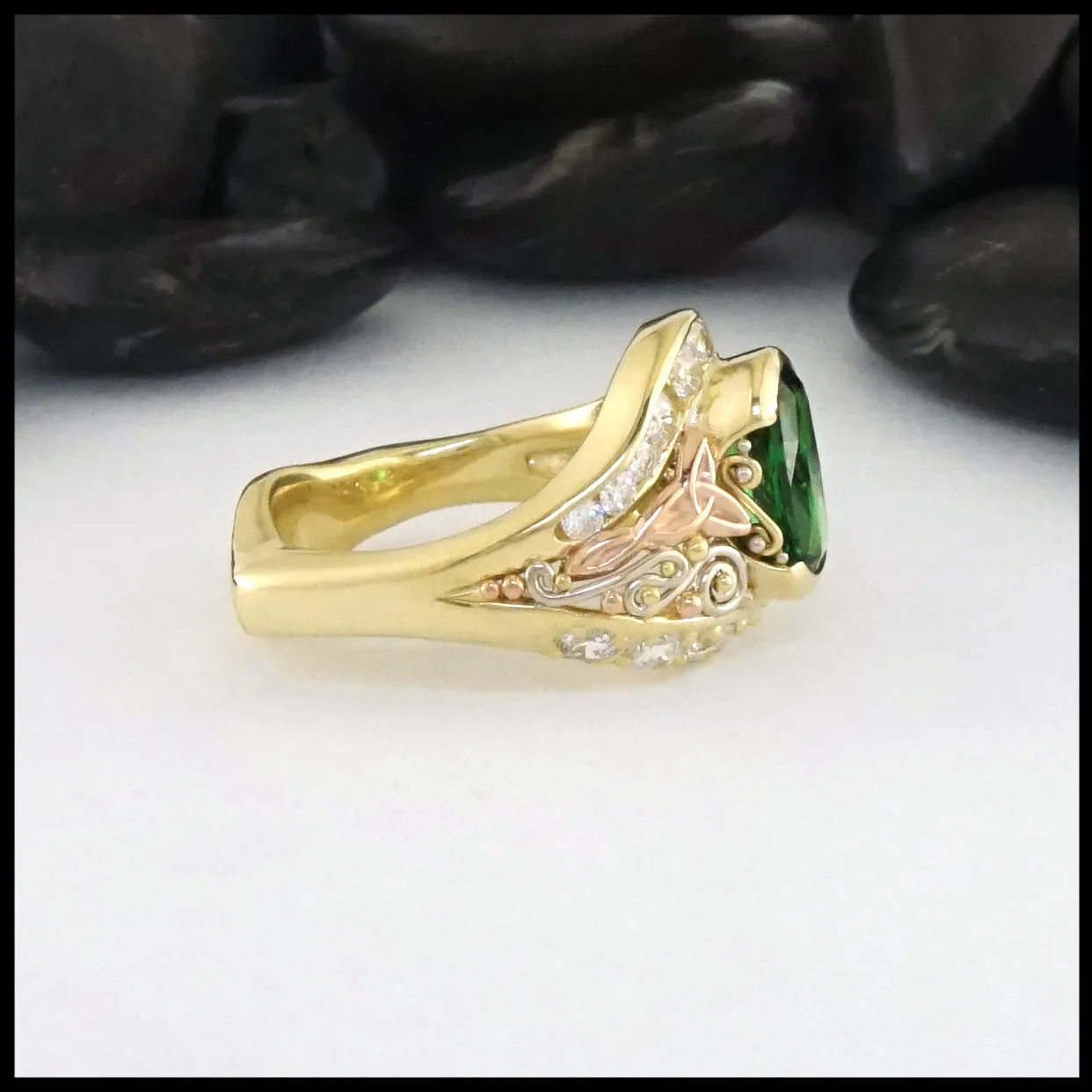 Tsavorite and Diamond Custom Ring