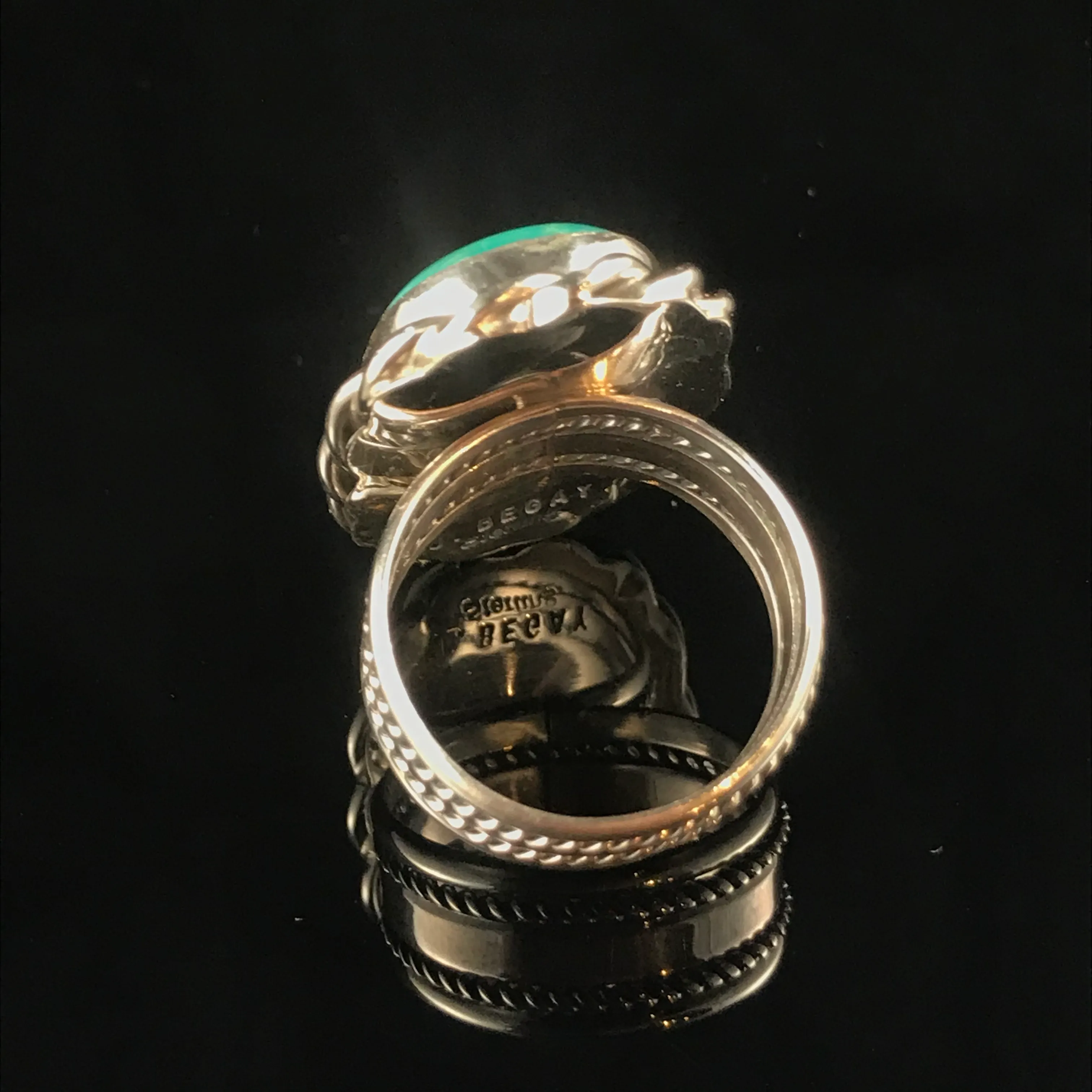 Turquoise & Braided Sterling Silver Ring