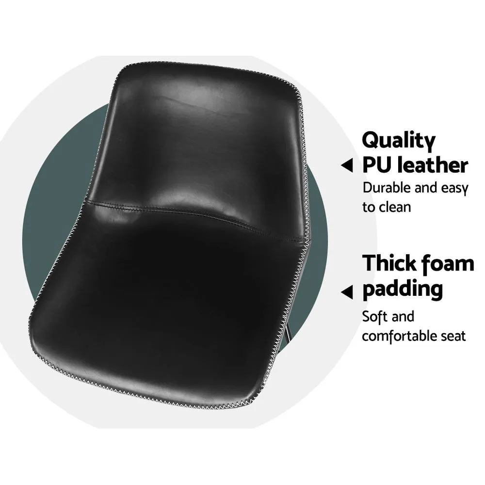 Two Bar Stools Kitchen Counter Barstools Leather Metal Chairs Black