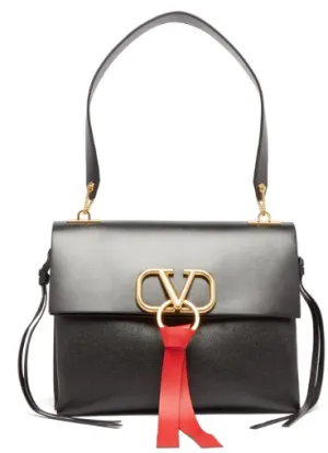 Valentino V-RING LEATHER SHOULDER BAG