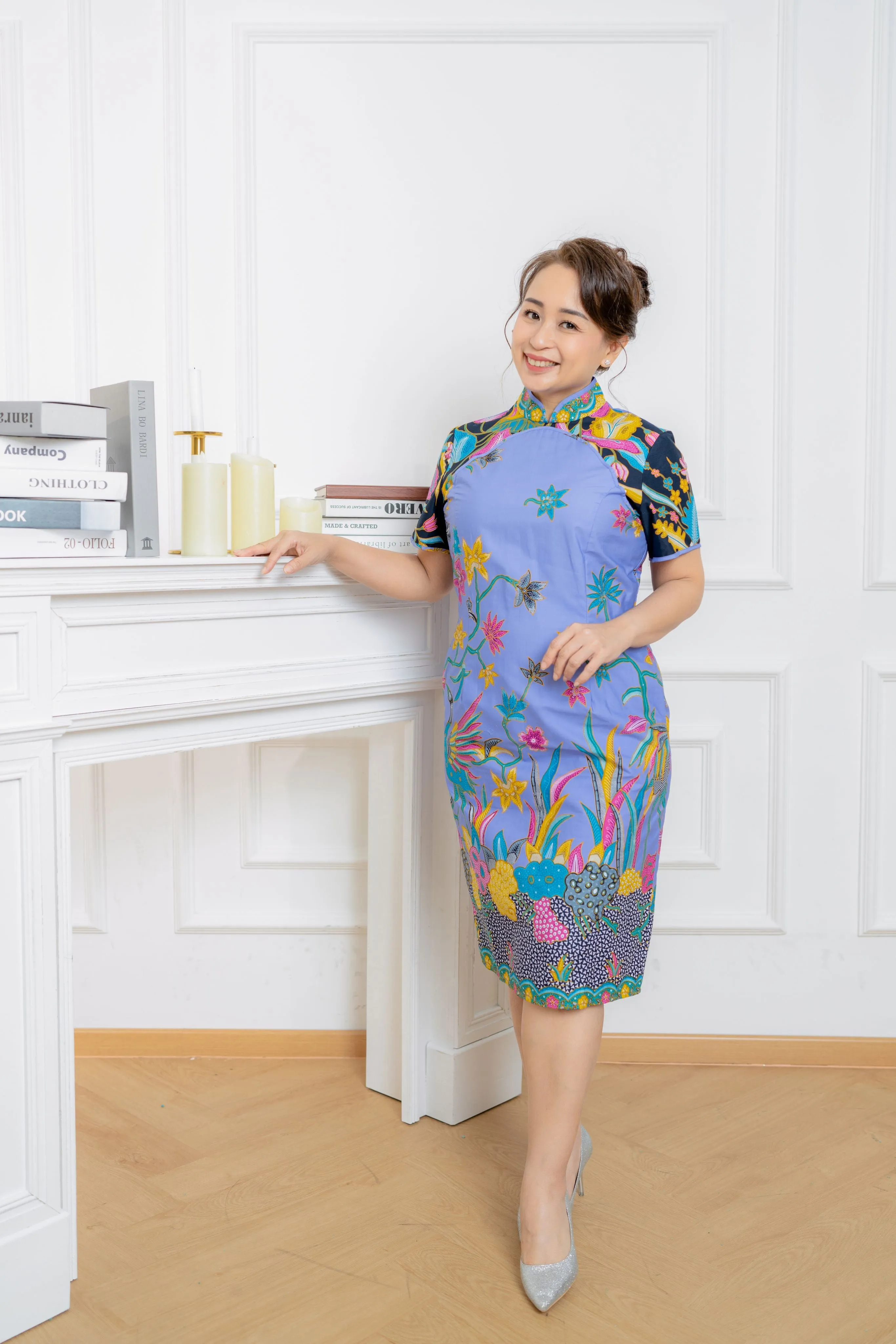 Vibrant Bold Batik Cheongsam Dress