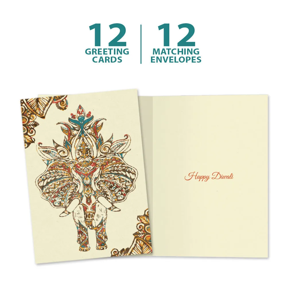 Vibrant Elephants Holiday 12 Pack