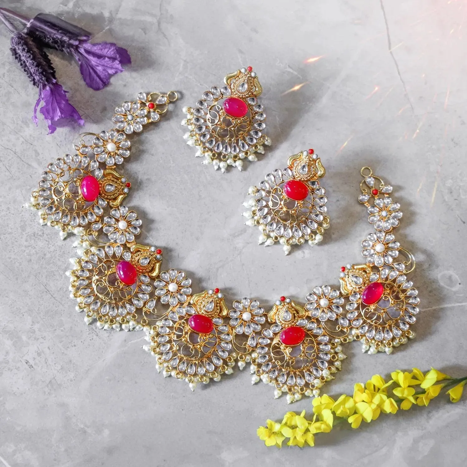 Vibrant Floral Traditional Necklace Set