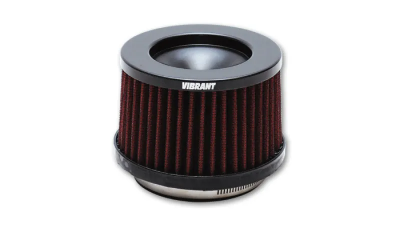 Vibrant Performance Classic Clamp-On Conical Air Filter Element - 6.5 in Base - 5 in Top Diameter - 4.25 in Tall - 4 in Flange - Cotton - Red - Universal