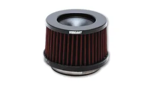 Vibrant Performance Classic Clamp-On Conical Air Filter Element - 6.5 in Base - 5 in Top Diameter - 4.25 in Tall - 4 in Flange - Cotton - Red - Universal