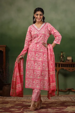 Vibrant Pink Cotton Suit Set