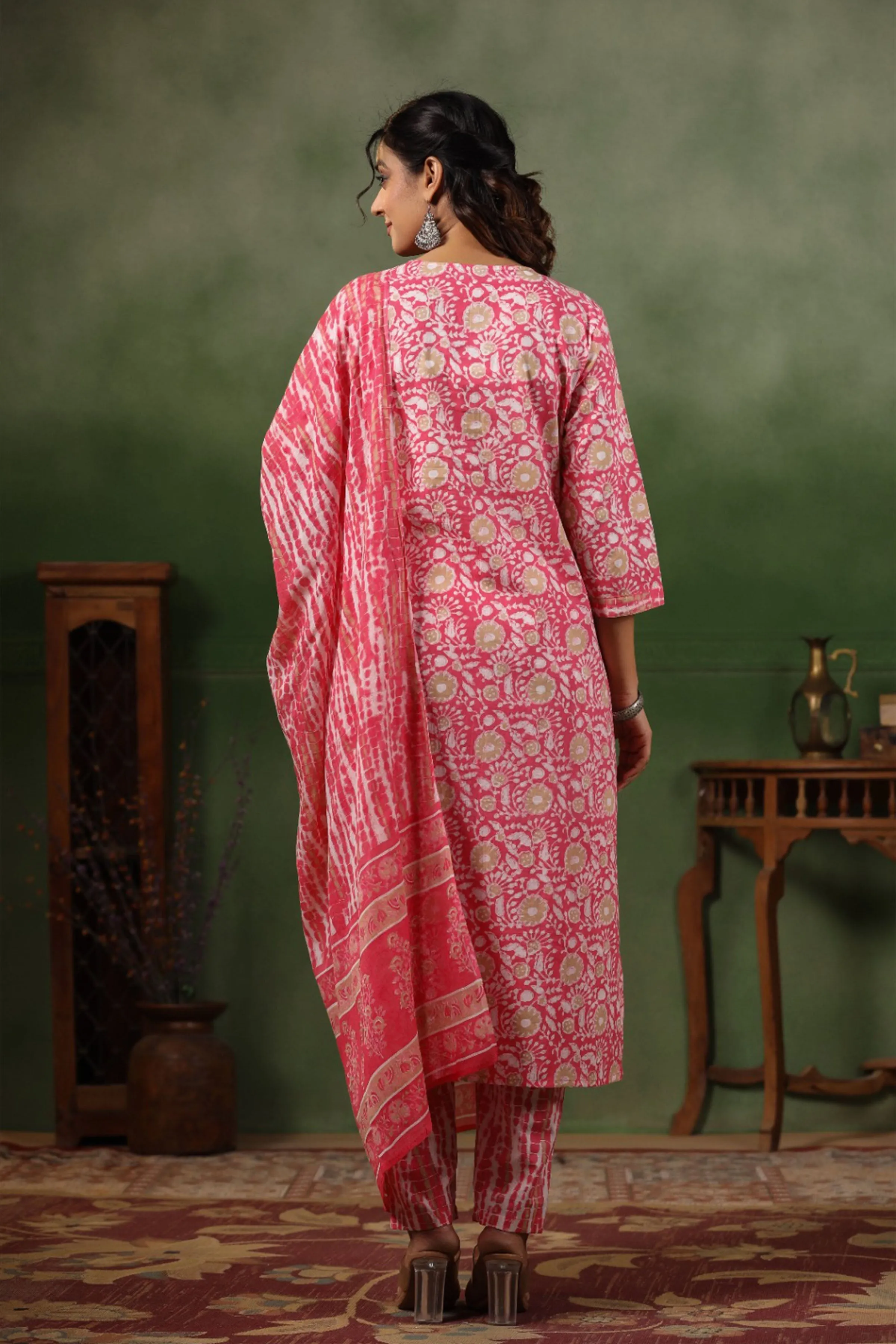 Vibrant Pink Cotton Suit Set