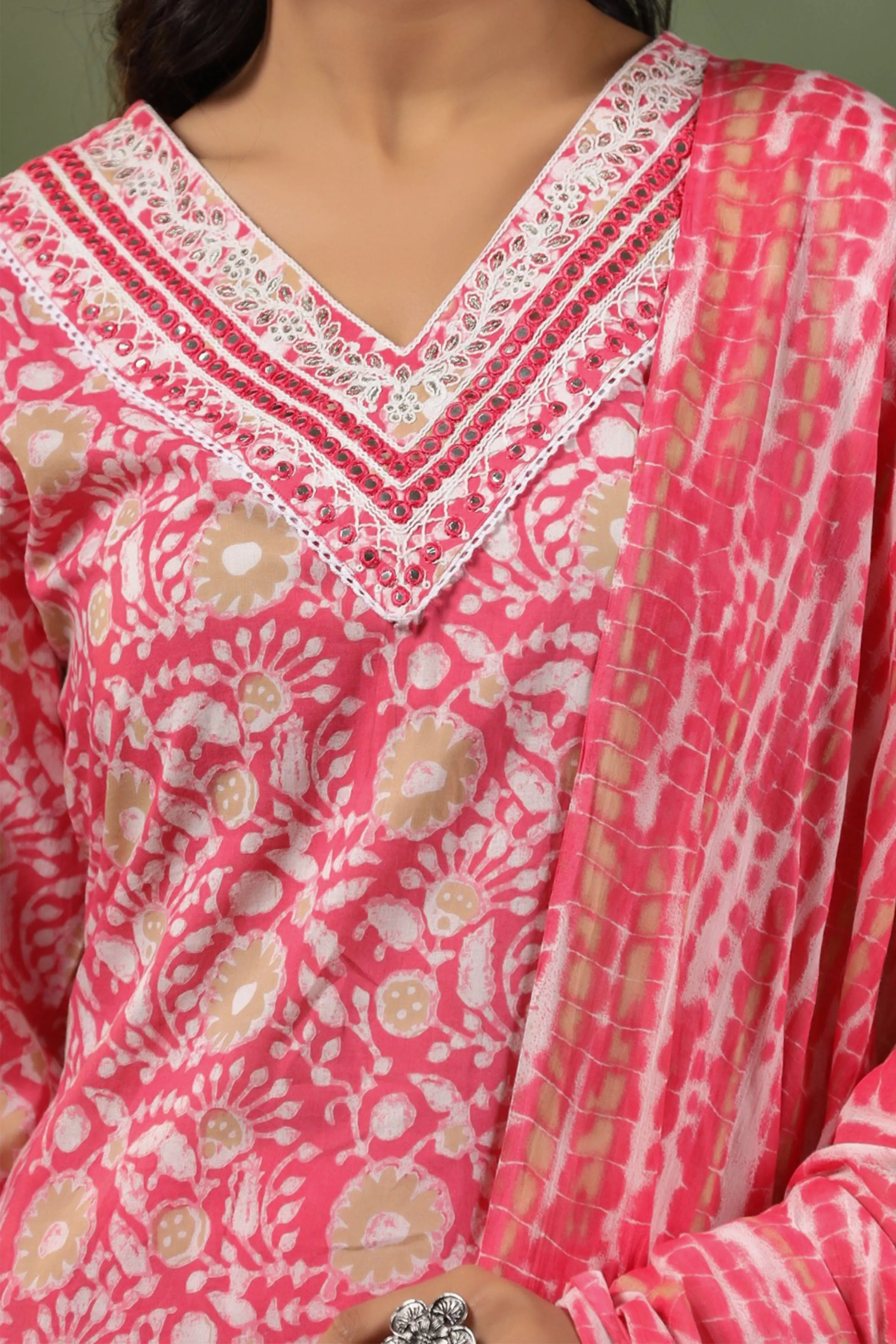 Vibrant Pink Cotton Suit Set
