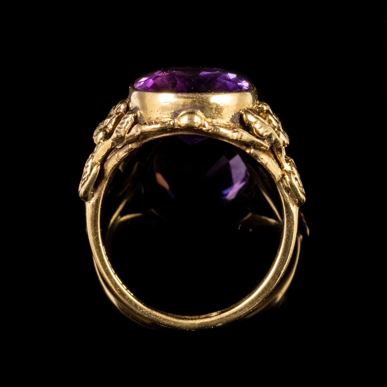 Vintage 6Ct Amethyst Forget Me Not Ring 9Ct Gold
