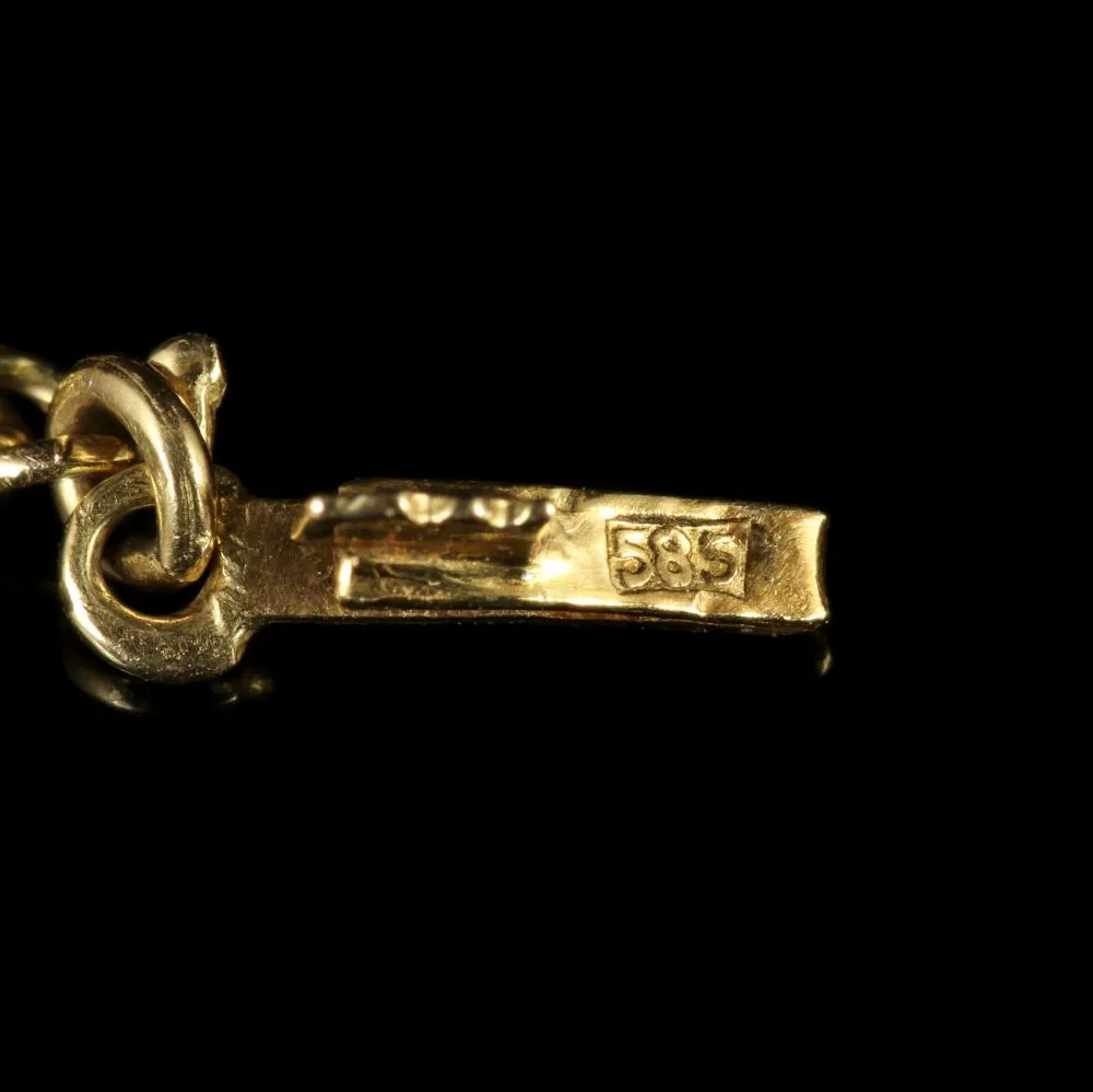Vintage Citrine Pendant And Chain 14Ct Gold 1950