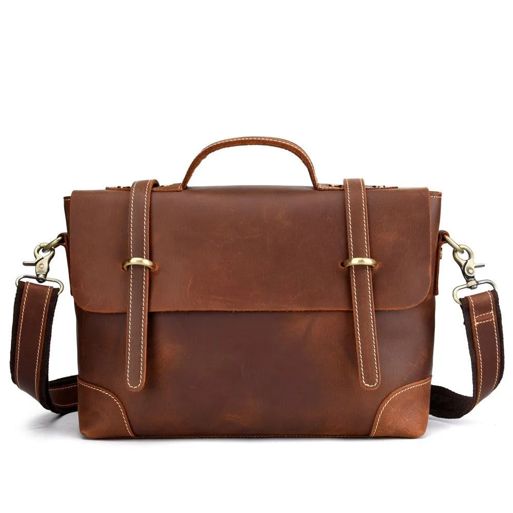 Vintage Leather Men's Shoulder Briefcase