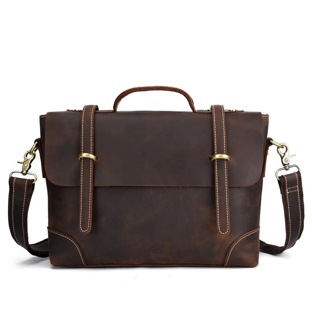 Vintage Leather Men's Shoulder Briefcase