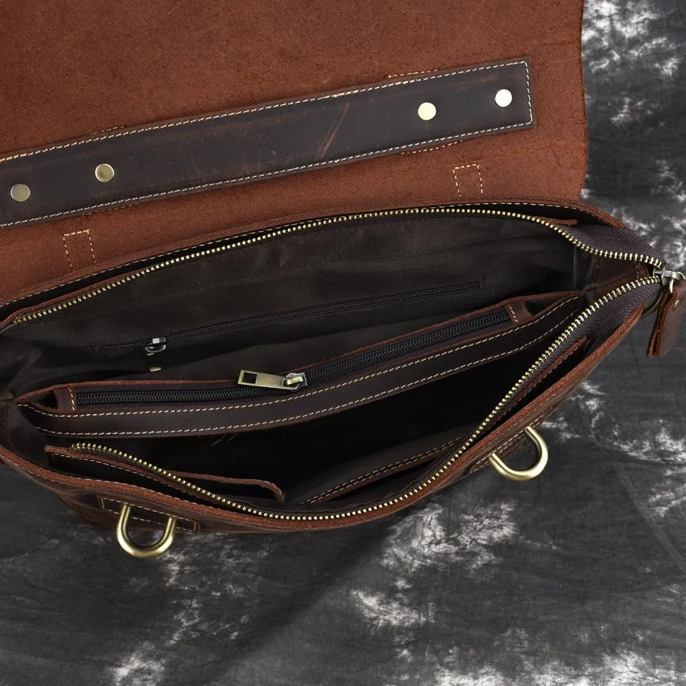 Vintage Leather Men's Shoulder Briefcase