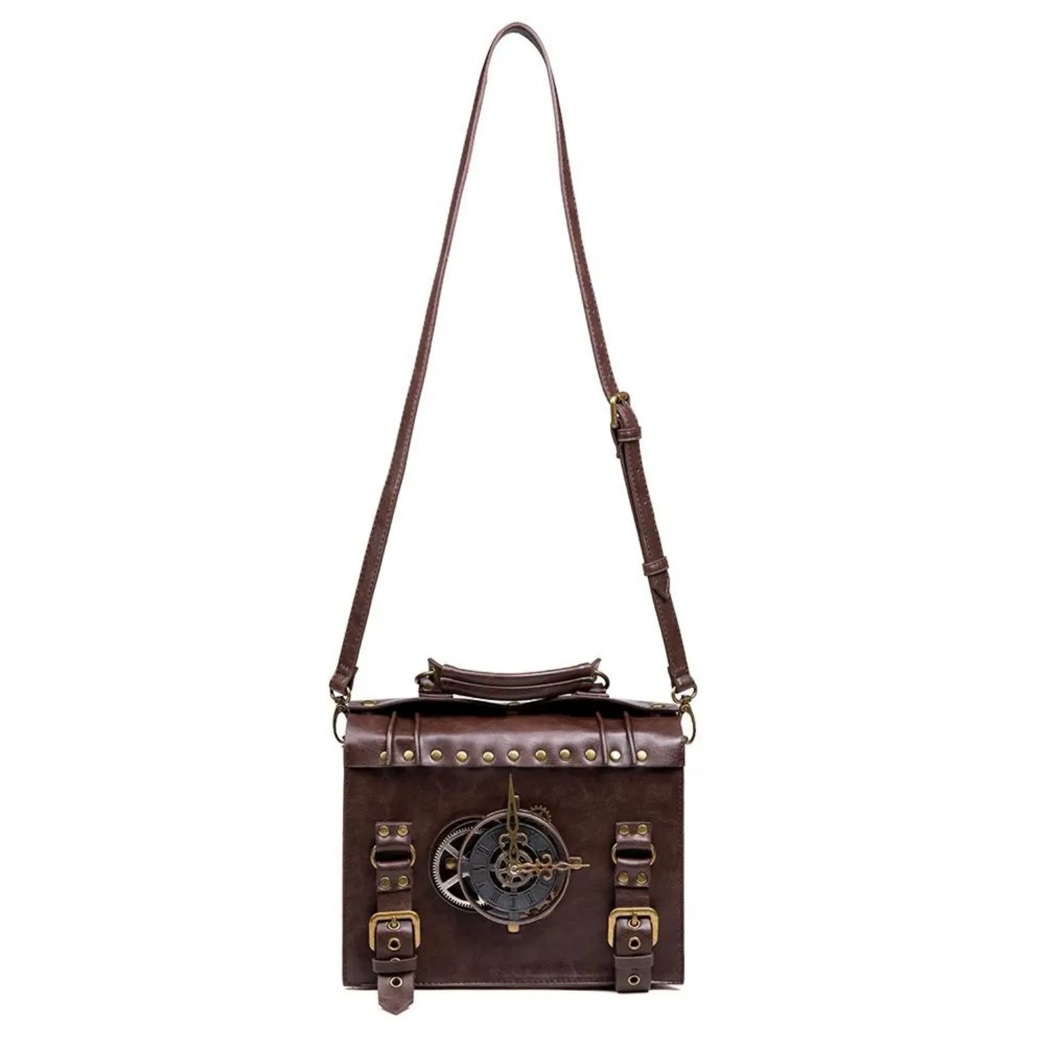 Vintage Steampunk Messenger Bag - Gothic Rivet Crossbody
