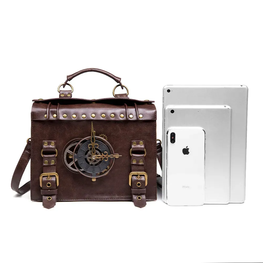 Vintage Steampunk Messenger Bag - Gothic Rivet Crossbody