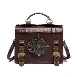 Vintage Steampunk Messenger Bag - Gothic Rivet Crossbody