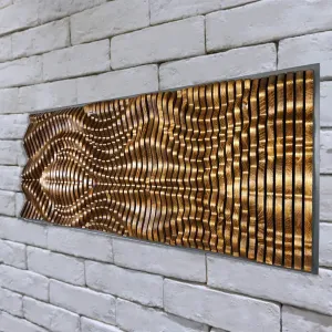 Walnut Geometric Textured Wall Decor Art