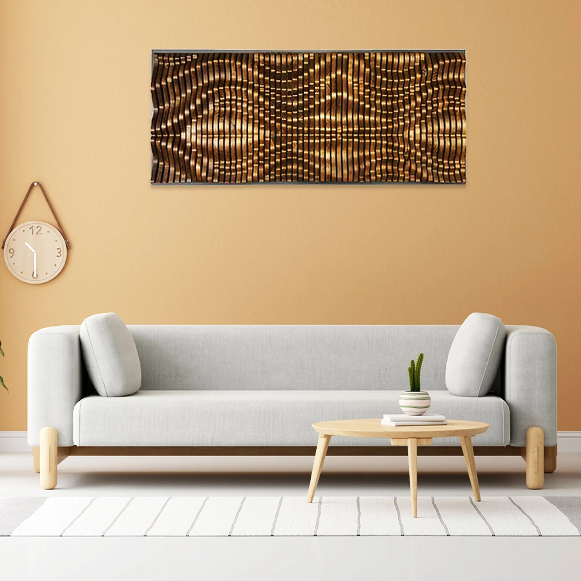 Walnut Geometric Textured Wall Decor Art