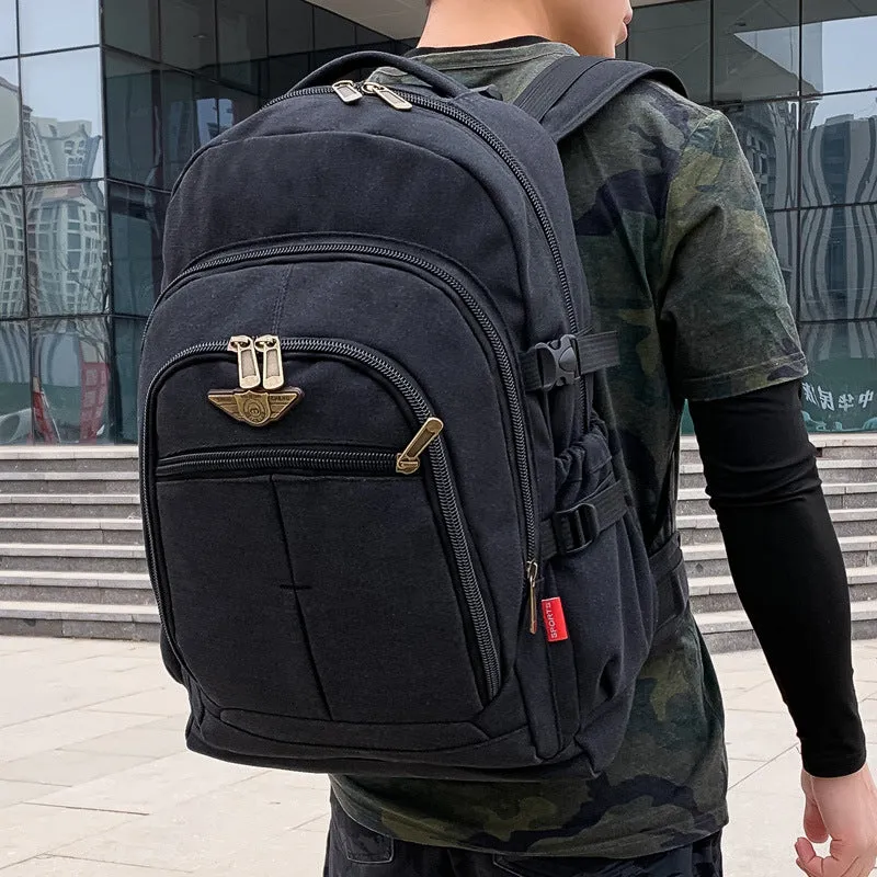 [Wear-Resistant Canvas] Large Capacity Backpack Travel Backpack Trendy Fashionable Man Women's Middle College Students Bag