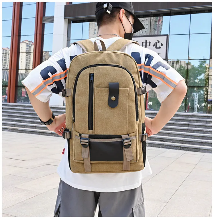 [Wear-Resistant Canvas] Large Capacity Backpack Travel Backpack Trendy Fashionable Man Women's Middle College Students Bag